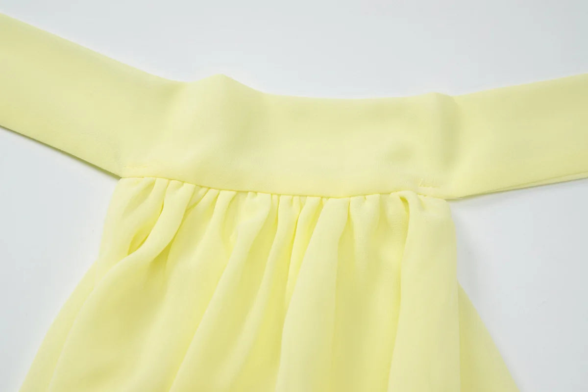 Sexy Mesh Backless Halter Mini Dress Yellow 2026 Summer Dresses for Women Vacation Outfits