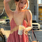 Lace Patchwork Camisole Women v-Neck Folds Sweet Style Chic Leisure Summer Fashion Music Festival Classic Streetwear