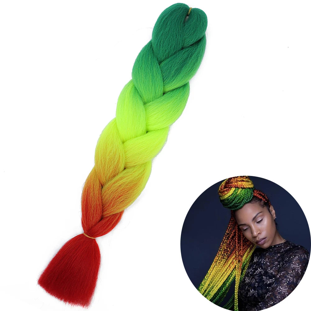 Synthetic Jumbo Braiding Hair Extension 24 Inch Heat Resistant Fiber In Bulk Ombre Jumbo Braids Hair For Black Women