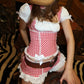 Women Kawaill Lolita Style 2 Piece Outfits Y2K Sweet Gingham Puff Short Sleeves Crop Tops Shirt + Lace Trim Mini Dress