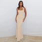 Square Neck Backless Fishtail Maxi Dress Elegant Black Evening Dresses for Woman for Party Wedding Guest