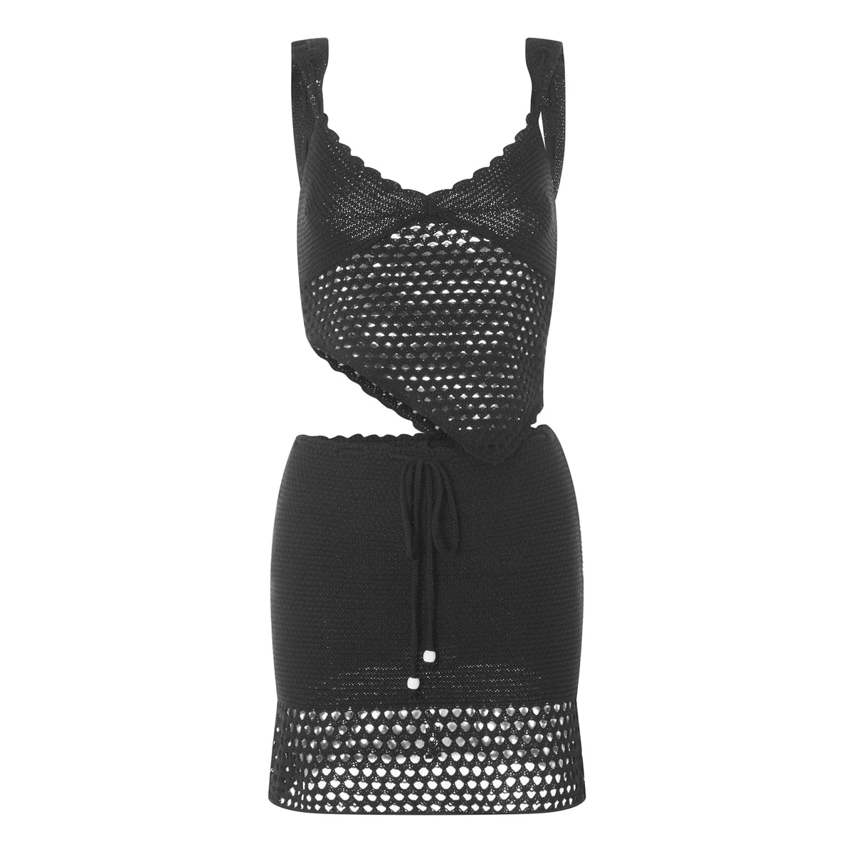 Women Summer 2 Piece Mini Skirt Set Off Shoulder Hollow Out Tube Top Bodycon Skirt Crochet Knit Short Skirt Outfits