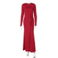 Long Sleeve Fishtail Maxi Dress Red Black Evening Dresses Elegant Sexy Party Outfits Fall 2025 Woman Clothes