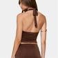 Sexy Women's Halter Neck Tops Sleeveless Open Back Slim Fit Metal Clasp Front Tank Tops Summer Party Club Shirts