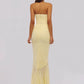 Mesh Deep V Neck Backless Sexy Maxi Dress Women Elegant Halter Off-shoulder Sleeveless Ruffled Club Party Long Dress