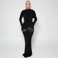 Mesh Patchwork Long Sleeve Maxi Dress White Elegant Dresses for Woman for Party Evening Gown Fall Winter 2025