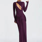 Hollow Out Long Sleeve Sexy Maxi Dress Women Gown Elegant O Neck Draped Ruched Bodycon Club Party Long Dress Fashion