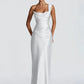 Elegant Satin One Shoulder Evening Dress Women Cowl Neck Sleeveless Bodycon Maxi Dress 2026 Spring Summer Party Gowns