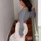 Batwing Sleeve V-neck Cropped Sweatshirt Gray Knit T Shirt Long Sleeves Tops Fall 2026 Woman Clothing