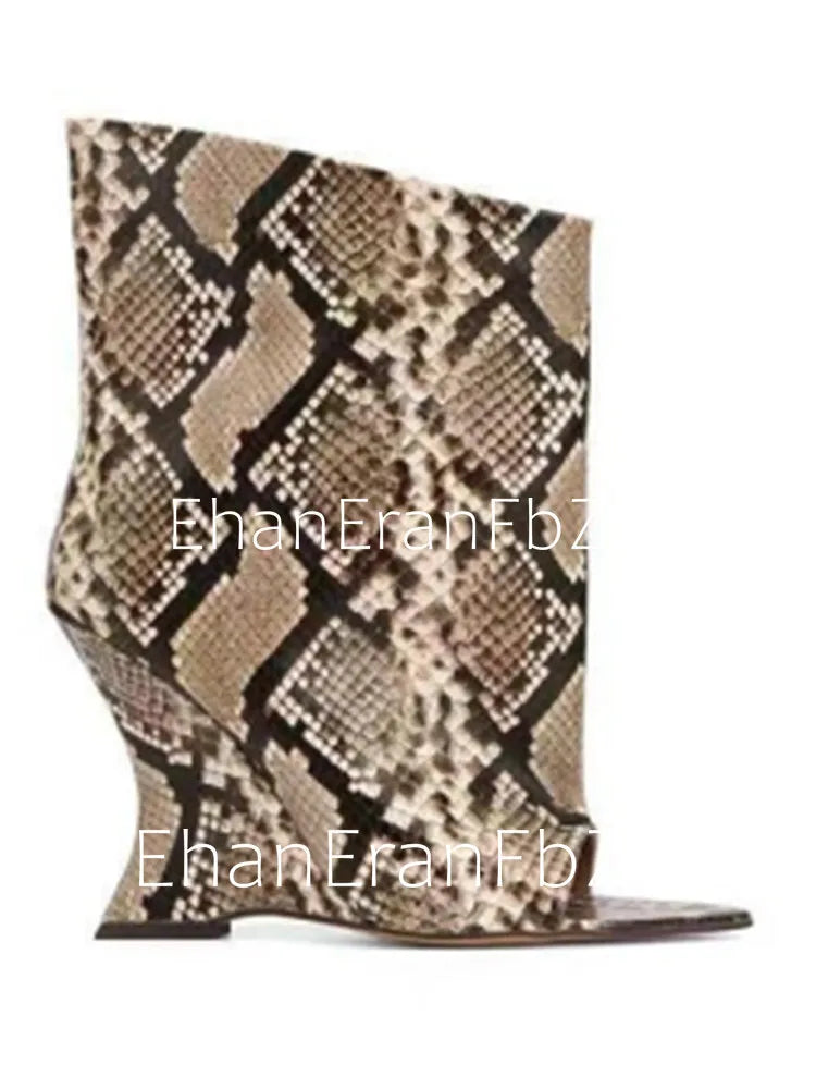 Ladies' Spring/Summer New Fish Mouth Slope High Heel Short Boots with Pointed Toe Exposed Cool Boots, Mid Top Boots