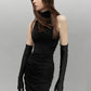 Women Sleeveless Turtleneck Bodycon Mini Dress Diagonal Ruched Wrap Hem Slim Short Dress Elegant Club Night Out Dresses