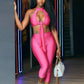 Sexy 2-Piece Set Womenmetal Ring Hollow Backless Bandage Tassel Vest+Peachy Butt Simple Short Midnight Classic Outfit