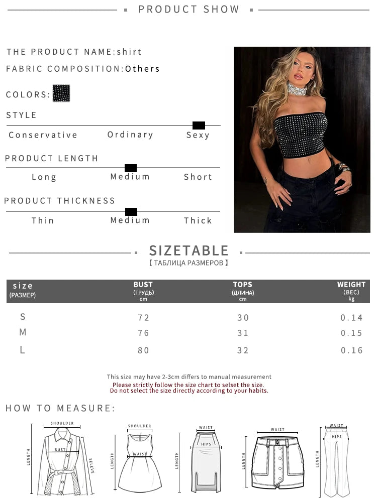 Rhinestone Applique Tank Top Women Hottie Trend Shirring Patchwork Stretch Sexy Wild Midnight Street Club Party Vest