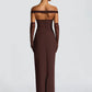 Scarf Collar Off-shoulder Sexy Maxi Dress Women Gown Fashion With Sleeve Strapless Backless Club Party Long Dresses
