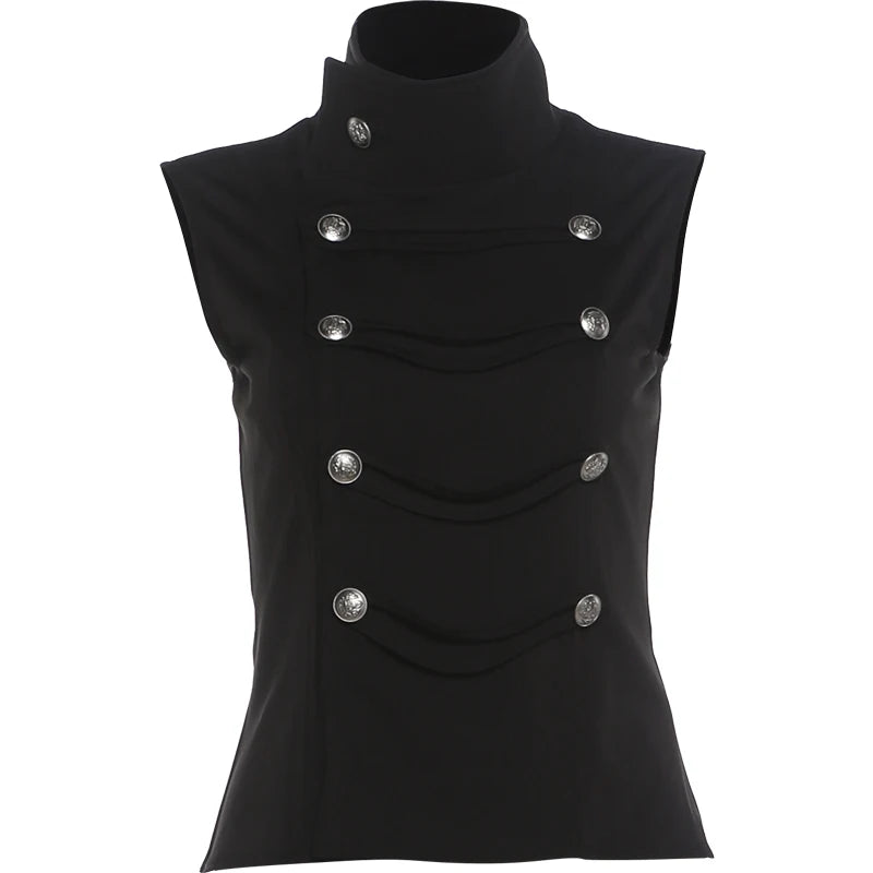Button Decoration Turtleneck Irregular Splits Hen Tops+Mini Shorts Sexy Fashion 2 Piece Set Women Sexy Classic Streetwear