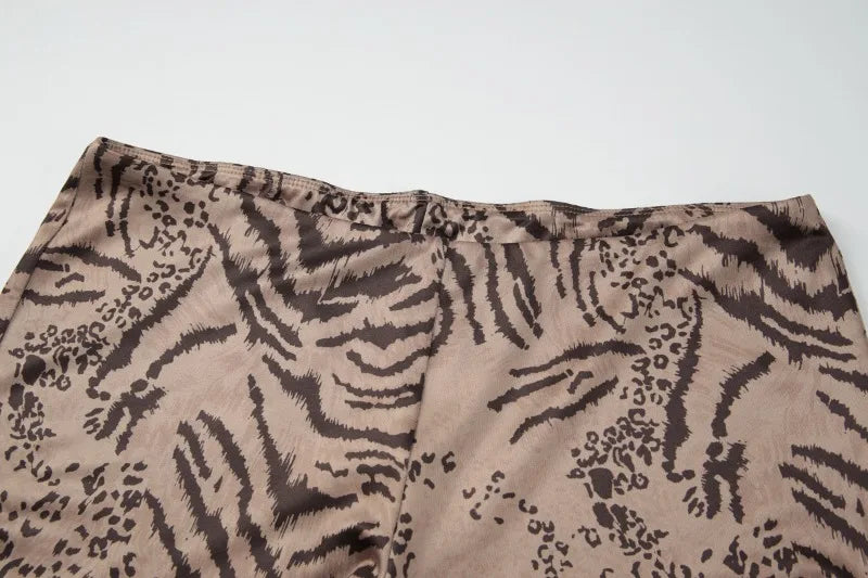 Tiger Print Matching Sets Outfits Vacation Beach 2 Piece Set Halter Top and Shorts 2026 New Arrivals Woman