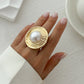 Unique Exaggerated Large Petal Flower Rings for Women Vintage Geometric Adjustable Finger Ring Grunge Jewelry Steampunk