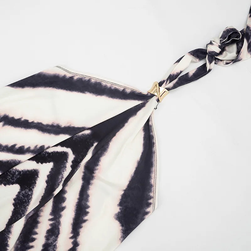 Zebra Printed Halter Backless Mini Dresses Sexy Outfits Club Wear Summer Dress for Woman 2026
