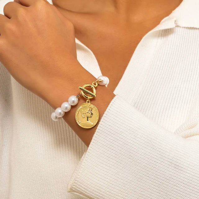 Elegant Multilayer Imitation-Pearl Chain Bracelet for Women Wedding Bridal Kpop Charm Beaded Bangles Couple Hand Jewelry