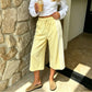 Women Side Stripes Capri Sweatpants Drawstring Elastic Waist Loose Knee Length Casual Sports Cropped Jogger Pants