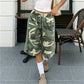 Women Side Striped Capri Sweatpants Elastic Drawstring Waist Loose Fit Casual Cropped Jogger Pants Street Daily Wear