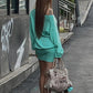 v-Neck Dress Women Full Sleeve Solid Casuals Comfortable Autumn Fashion Classic Simple Street Elasticity Mini Bodycon