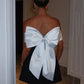 Bow Backless Sexy Mini Dress For Women Robe Elegant Off-shoulder Strapless Sleeveless A-line Club Sexy Dress Vestido