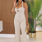 Women Fashion Straight Jumpsuit Summer Trend Twist Bandage Halter Ruched Hollow Backless Sleeveless Classic Outfits
