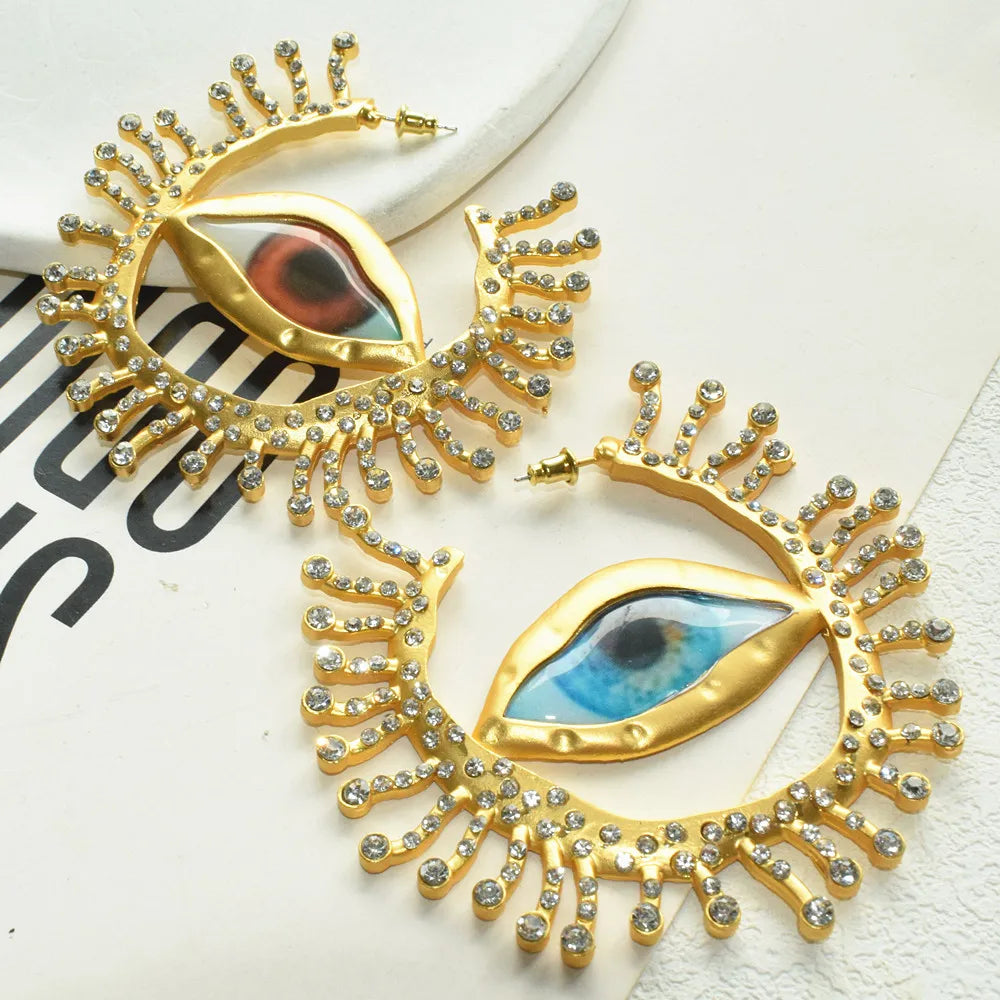 Baroque Style Vintage Resin Big Eyes Dangle Earrings For Women Jewelry New Arrival Fashion Exaggerated Lady Ears' Accessories