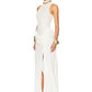 Summer Split Maxi Tank Dress Women Gown Fashion Solid Elegant High Waist Ruched Slim Evening Club Party Long Dress