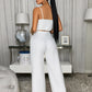 Fashion 2 Piece Set Women Trend Button Patchwork Ruched Square Collar Camisole+Wide-Leg Pants Simple Party Streetwear