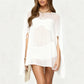 Women Poncho Batwing Sleeve Sheer Tops Solid Color Loose Fit Fall Summer Cover Ups Tops Clubwear for Party