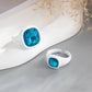 2Pcs/Set Trendy Sparkling Acrylic Rhinestone Open Ring for Women Personalized Geometric Chunky Finger Ring Jewelry Gift