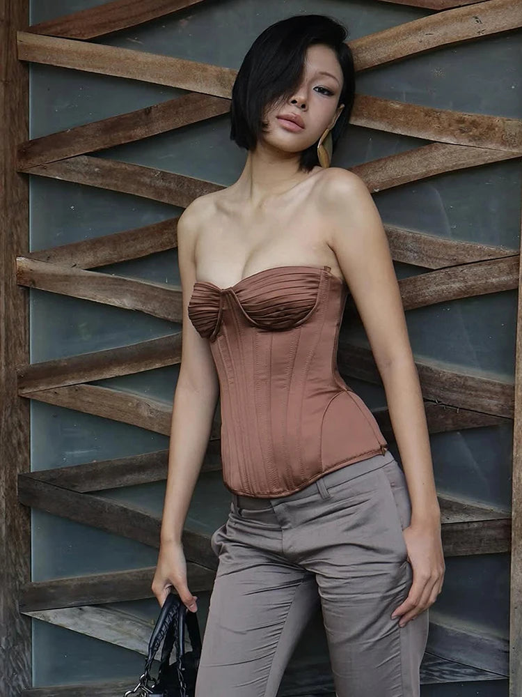 Coquette Tank Top Women Sexy Ruched Trend Patchwork Sleeveless Midnight Party Club Streetwear Stretch Wild Hottie Vest