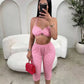 Wild Vacation 2 Piece Set Women Polka Dot Print Halter Tank Tops+Bike Shorts Stretch Matching Street Party Outfits