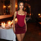 Sleeveless Sequined Mini Dresses Burgundy Black Birthday Dress Luxury Sexy Outfits Woman Club Wear
