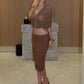Folds Elegant 2-Piece Set Women v-Neck Short-Sleeve Patchwork Crop Tops+Elastic Waist Simple Skirts Banquet Chic Suit