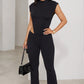 Sexy 2Piece Set Women Tracksuit Sleeveless O-Neck Side Split Bodysuit+Flare Pants Stretch Midnight Matching Clubwear
