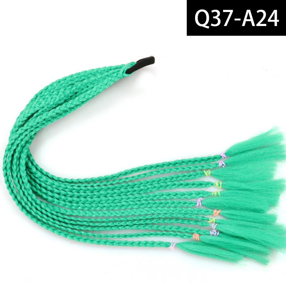Synthetic Colored Braided Ponytail Hair Extension Rainbow Color Braids Pony Tail With Elastic Band Girl's Pigtail