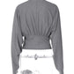 Batwing Sleeve V-neck Cropped Sweatshirt Gray Knit T Shirt Long Sleeves Tops Fall 2026 Woman Clothing