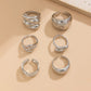 Trendy Exquisite Irregular Geometric Rings Set Women Creative Simple Metal Opening Finger Ring Aesthetics Jewelry Gift
