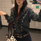 Womens Trendy Cropped Zip Hoodie Military Double Metal Buttons Design Hooded Long Sleeve Slim Short Jacket Street Top