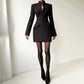 Button Up Long Sleeve Short Dresses for Woman Clothes Elegant Fashion Black White Dress Office Ladies