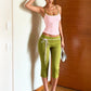 Summer Trend 2 Piece Set Women Sweet Hottie Low-Neck Line-Patchwork Tank Top+Bandages Bow Capri Pants Simple Street Suits