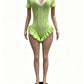 Ruffled Edge Knit Romper Women Sexy Single-Breasted Turn Down Collar Short Sleeve Fashion Trend Party Street Playsuit