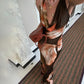 Cowl Neck Sleeveless Long Dresses Elegant Vintage Printed Summer Dress Woman