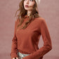Elegant Lace Trim Mock Neck Top, Solid Ruffle Cuff Long Sleeve Blouse for Daily Wear