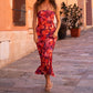 Women Y2K Floral Tube Long Dress Backless Strapless Bodycon Maxi Dresses Summer Holiday Bandeau Dress Beachwear