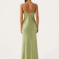 Women Spaghetti Strap Sexy Maxi Dress Lace V Neck Cutout Backless Mermaid Formal Evening Wedding Guest Party Dress