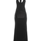 Silky Stain Patchwork Gown Dress Woman Summer Trend Low-Neck Backless Sleeveless Evening Party Elegant Long Bodycon
